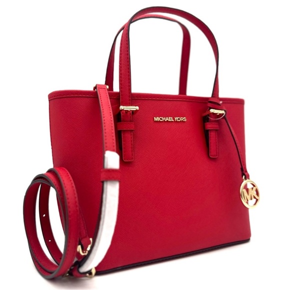 Michael Kors Jet Set Travel Extra-Small Top Zip Tote Bag Red - Picture 4 of 11